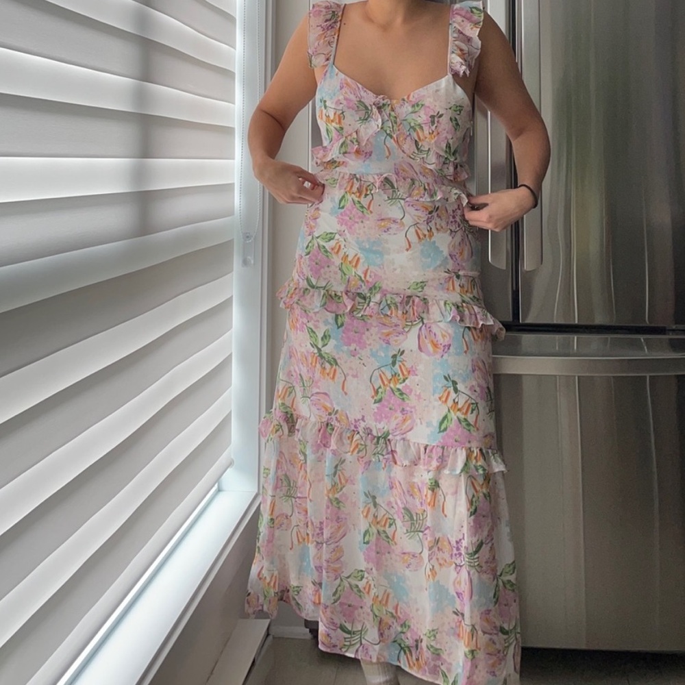 O.P.T floral ruffle dress